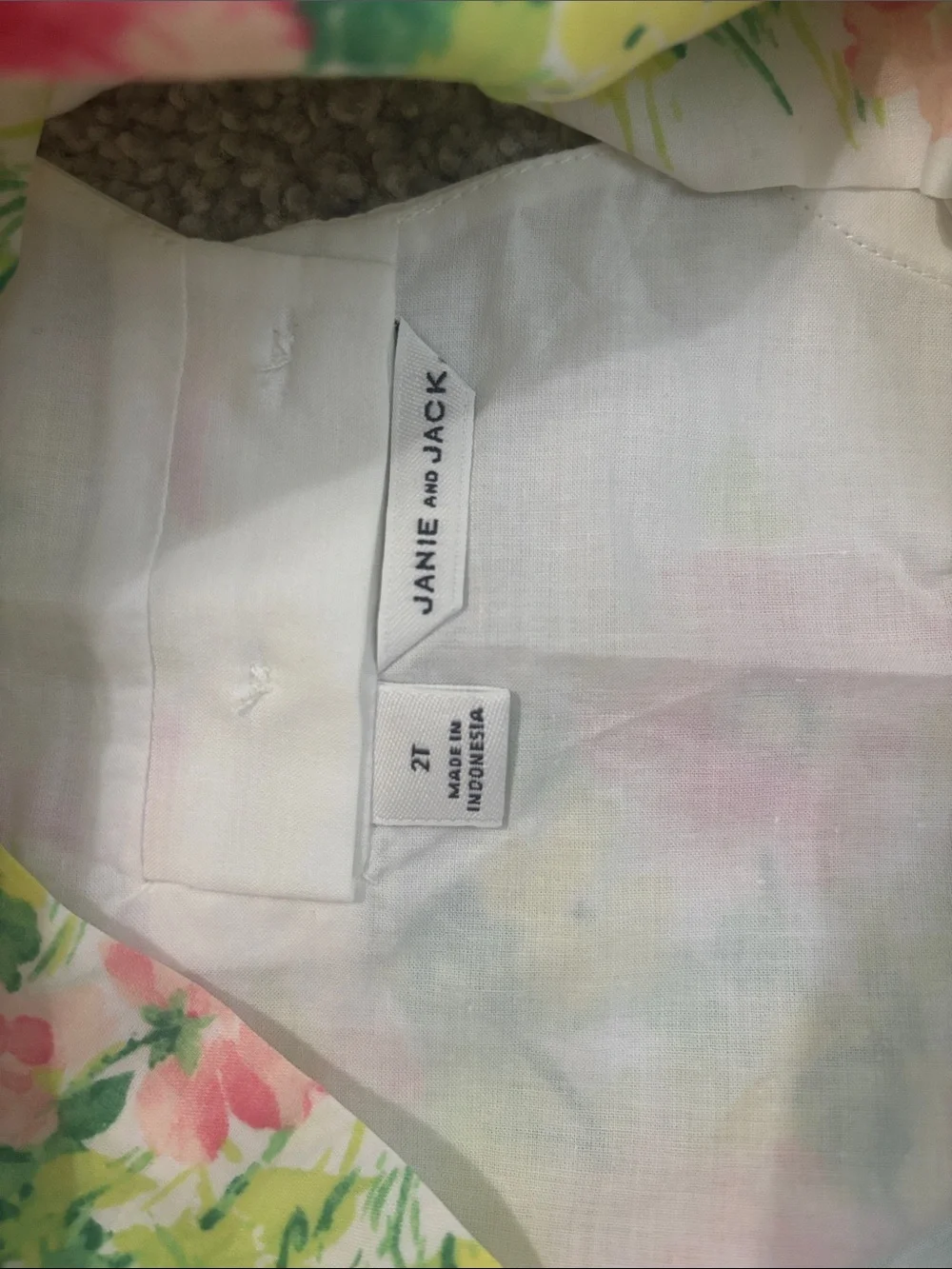 Janie and Jack White Tank with Pink and Yellow Floral Border